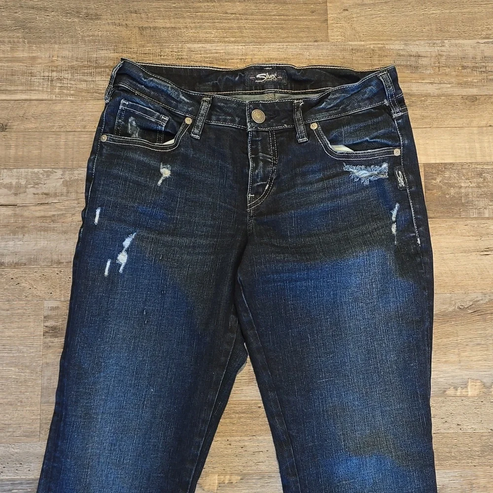 SILVER DENIM JEANS | "Sam" Jeans | Size 28​ - Picture 2 of 14